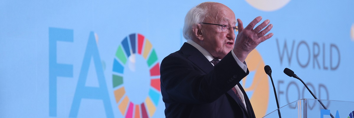 President of Ireland Michael D. Higgins giving speech at World Food Form